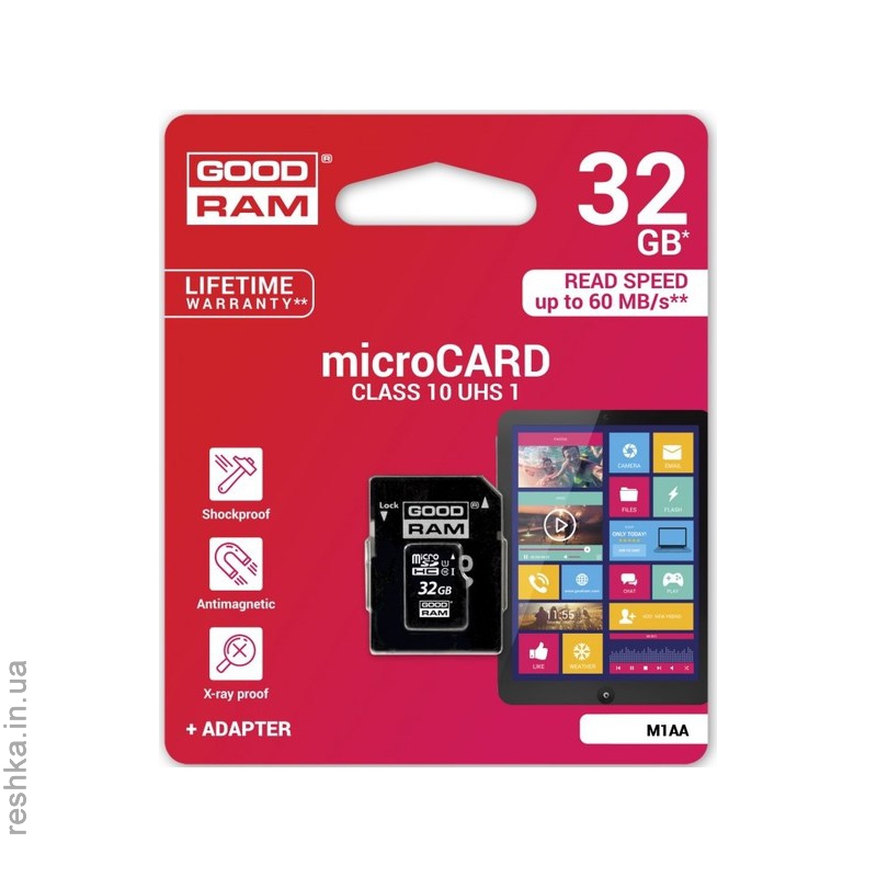 Карта памяти Goodram microSDHC 32GB Class 10 UHS I + adapter