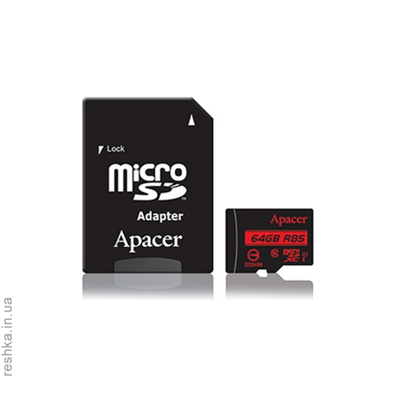 Карта памяти Apacer microSDXC 64GB UHS-I U1+adapter (R85MB/s)