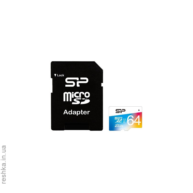 Карта памяти Silicon Power microSDXC 64 GB Cl 10 UHS-I Elite COLOR +ad