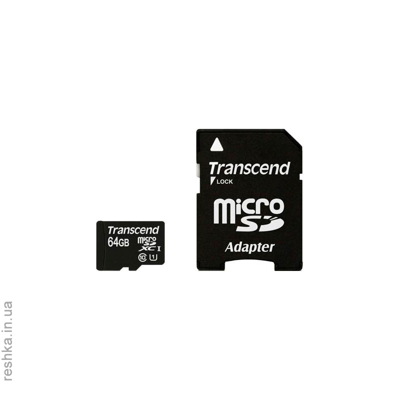 Карта памяти Transcend  microSDXC 64 GB Class 10 UHS-I Premium (X300) (+ адаптер)