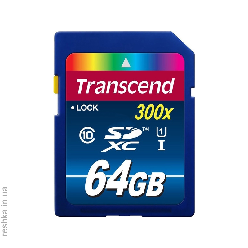 Карта памяти Transcend SDXC 64 GB Class 10 UHS-I Premium (300x)