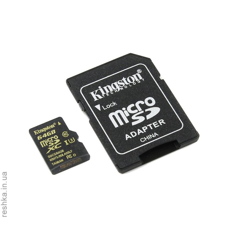Карта памяти KINGSTON microSDXC 64 Gb UHS-I+SD ad U3 (R90, W45MB/s)