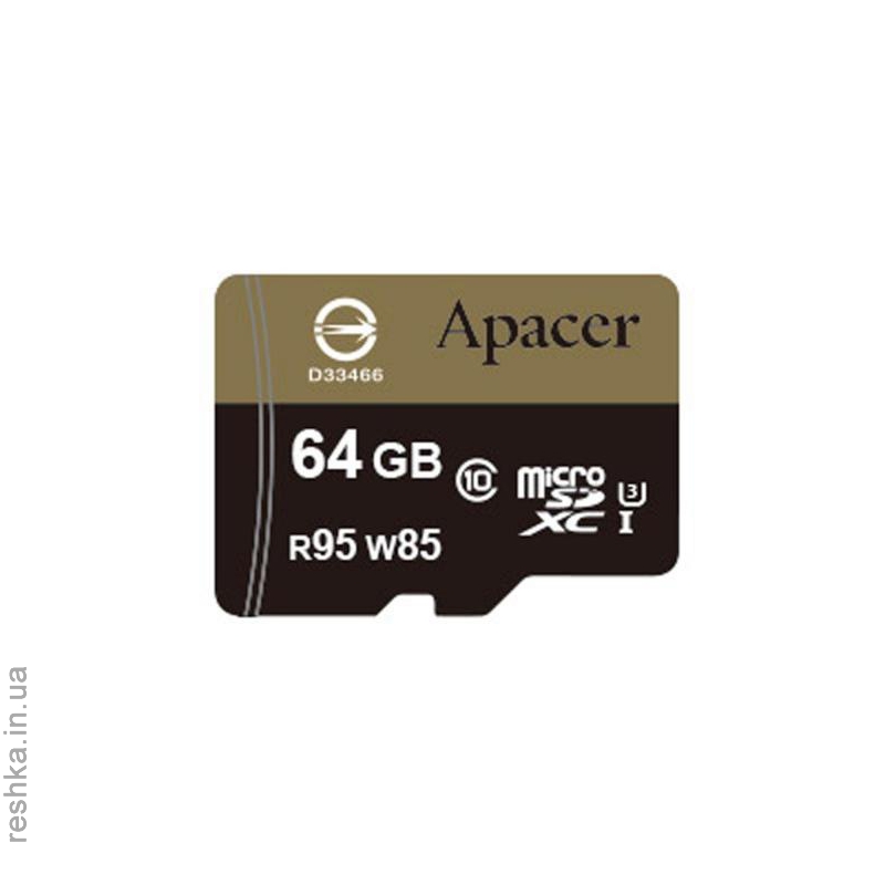 Карта памяти Apacer microSDXC 64GB UHS-I U3+adapter (R95, W85MB/s) 
