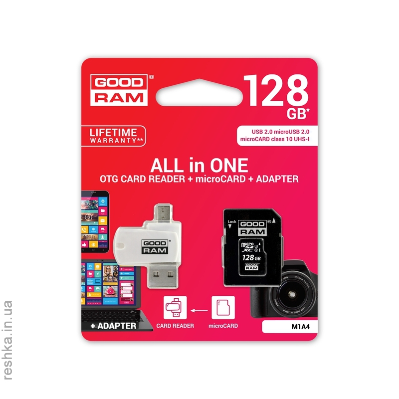 Карта памяти Goodram microSDXC 128GB Class 10 UHS I All in One +reader
