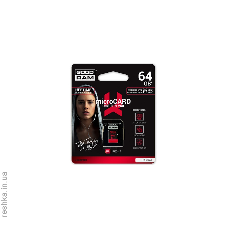 Карта памяти GOODRAM microSDXC 64GB IRDM UHS II V60 U3 (R280/W110)