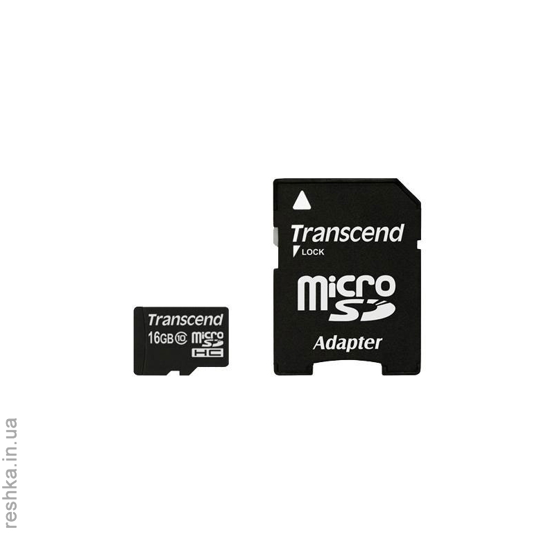 Карта памяти Transcend microSDHC 16 GB Class 10 (+ адаптер SD)