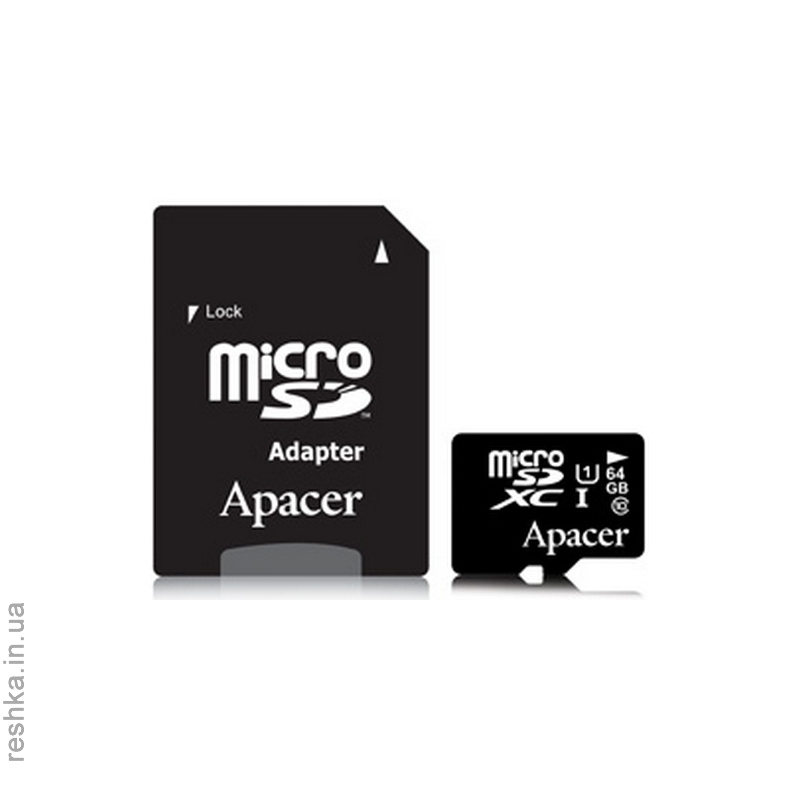 Карта памяти APACER microSDXC 64GB UHS-I U1+adapter 