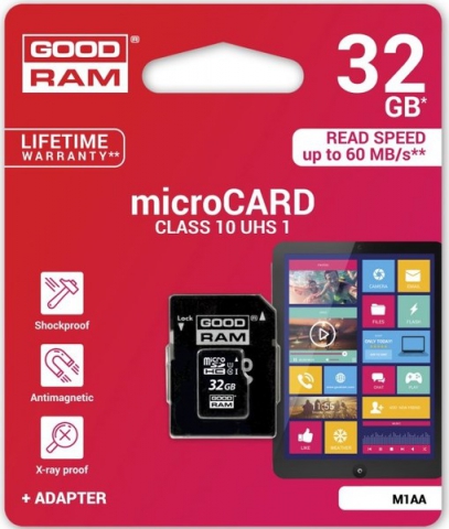 Карта памяти Goodram microSDHC 32GB Class 10 UHS I + adapter