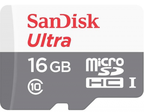 Карта памяти SANDISK microSDHC 16GB Ultra C10 80MB/s no adapter