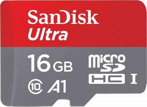 Карта памяти SANDISK microSDHC 16GB Ultra A1 C10 UHS-I 98MB/s+SD