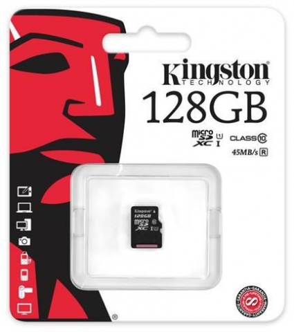 Карта памяти Kingston microSDXC 128 Gb UHS-I no ad U1 (R45, W10MB/s)