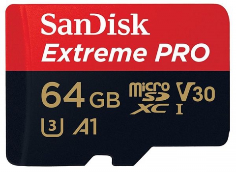 Карта памяти SANDISK microSDXC 64GB Extreme Pro A1 C10 V30 U3 100MB/s